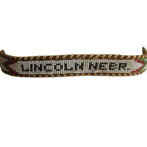 Lincoln Nebraska Vintage Womens Belt Big Red Huskers Beaded Hippy 24 25 26 27